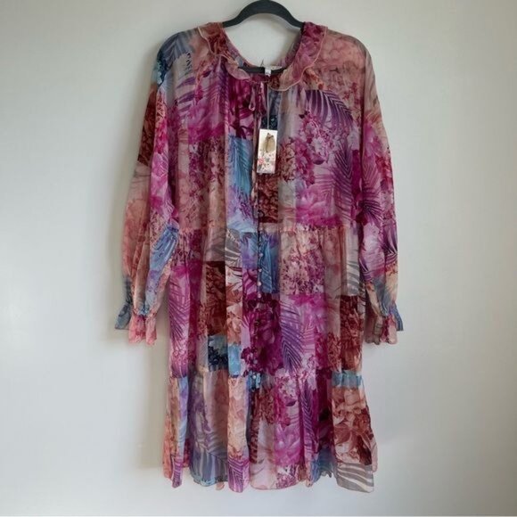 Johnny Was Etta Silk Floral Minidress - L - Picture 2 of 7